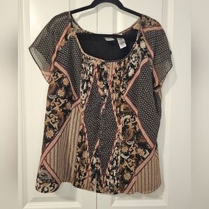 EMMA JAMES Blouse Button Front  Paisley Top Boho Sz 18W